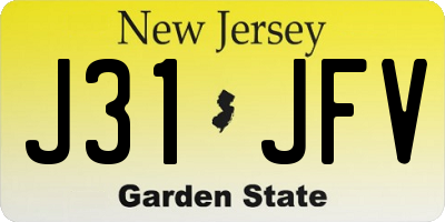NJ license plate J31JFV