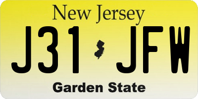 NJ license plate J31JFW