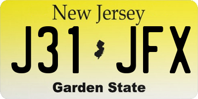NJ license plate J31JFX