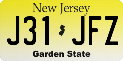 NJ license plate J31JFZ