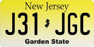NJ license plate J31JGC