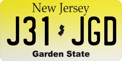 NJ license plate J31JGD