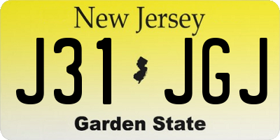 NJ license plate J31JGJ