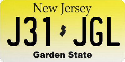 NJ license plate J31JGL