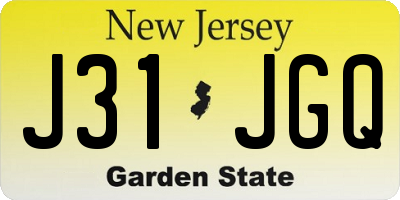 NJ license plate J31JGQ