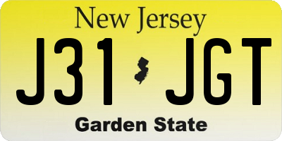 NJ license plate J31JGT