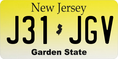 NJ license plate J31JGV