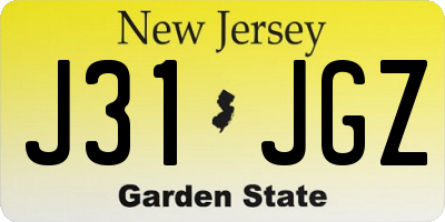NJ license plate J31JGZ