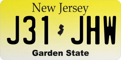 NJ license plate J31JHW