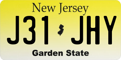 NJ license plate J31JHY