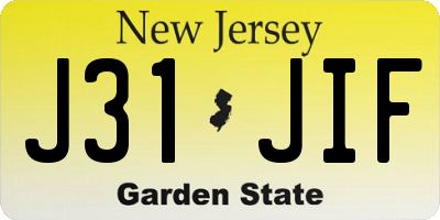 NJ license plate J31JIF