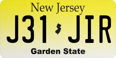 NJ license plate J31JIR