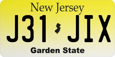 NJ license plate J31JIX