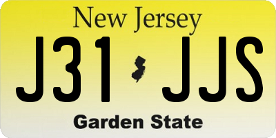 NJ license plate J31JJS