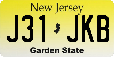 NJ license plate J31JKB