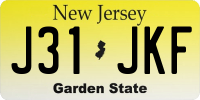 NJ license plate J31JKF