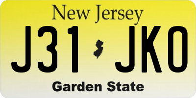 NJ license plate J31JKO