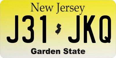 NJ license plate J31JKQ