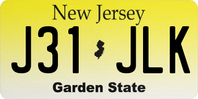 NJ license plate J31JLK