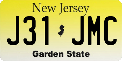 NJ license plate J31JMC