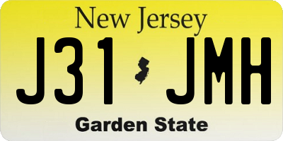 NJ license plate J31JMH