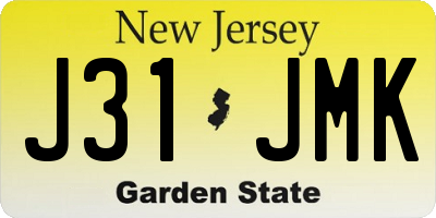 NJ license plate J31JMK