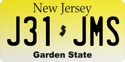 NJ license plate J31JMS