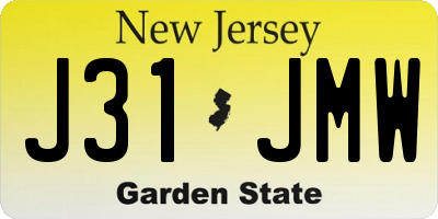 NJ license plate J31JMW