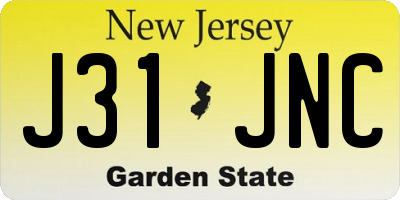 NJ license plate J31JNC