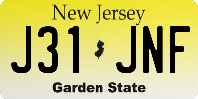 NJ license plate J31JNF