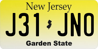 NJ license plate J31JNO