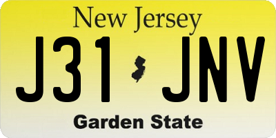 NJ license plate J31JNV