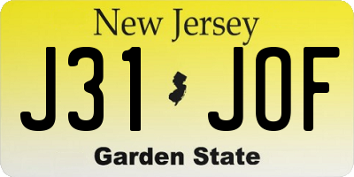 NJ license plate J31JOF