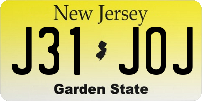NJ license plate J31JOJ