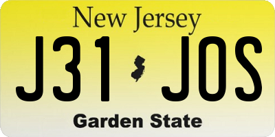 NJ license plate J31JOS