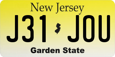 NJ license plate J31JOU