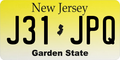 NJ license plate J31JPQ