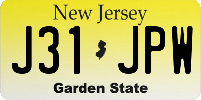 NJ license plate J31JPW