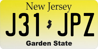 NJ license plate J31JPZ