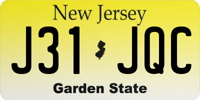 NJ license plate J31JQC