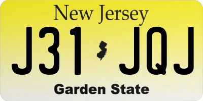 NJ license plate J31JQJ
