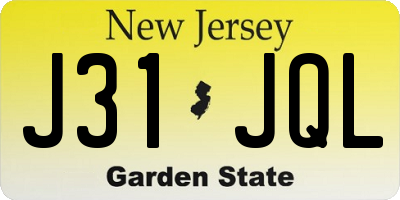 NJ license plate J31JQL
