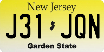 NJ license plate J31JQN