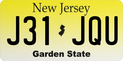 NJ license plate J31JQU