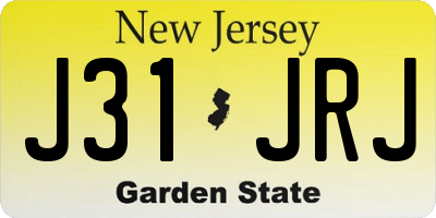 NJ license plate J31JRJ