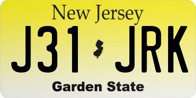 NJ license plate J31JRK