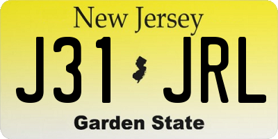 NJ license plate J31JRL