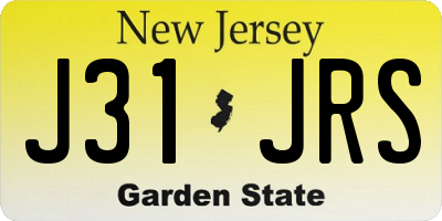 NJ license plate J31JRS