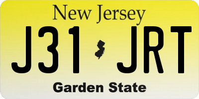 NJ license plate J31JRT