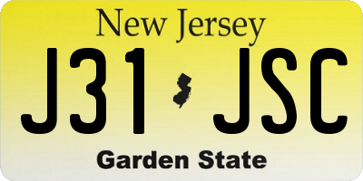 NJ license plate J31JSC